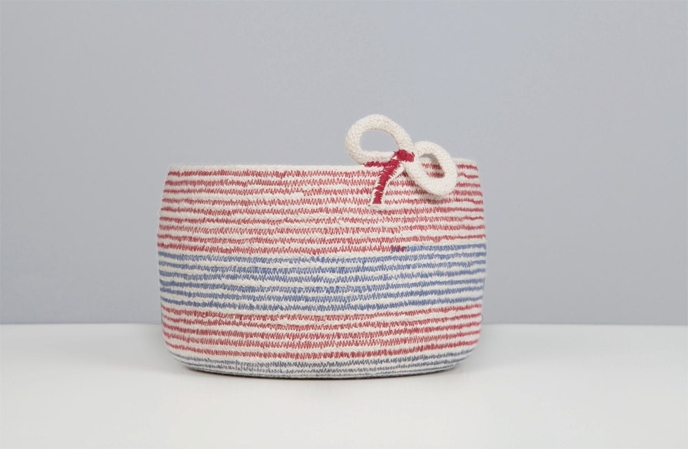 Red & Blue Cotton Sash Cord Basket by CitizenLondon on Etsy