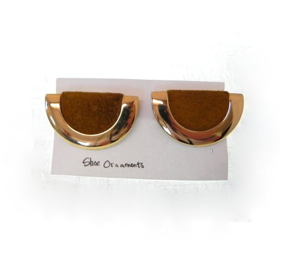 Items similar to Shoe Clips Clip on Shoe Ornaments Olive Gold Suede and