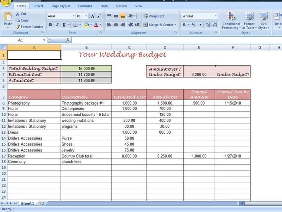 Simple Spreadsheet Budget Template