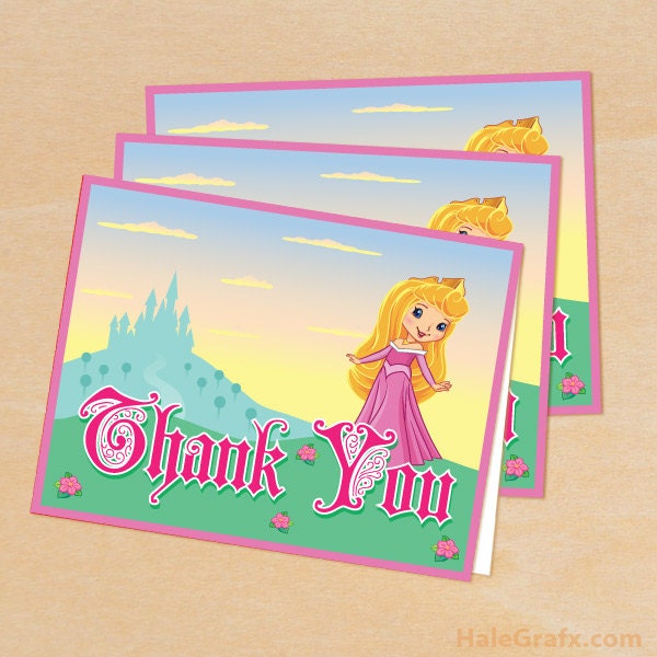 Sleeping Beauty Princess Thank You Card DIY Printable File Il_170x135