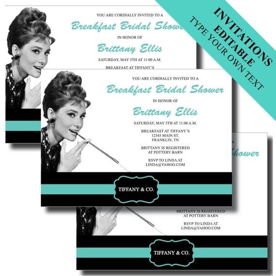 Tiffany &amp; Co. Printable Invitations and by LeslieMarieINSTANT