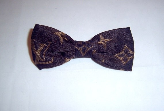 Items similar to LOUIS VUITTON Designer Inspired Bow In Brown with Clip or Hair Tie on Etsy