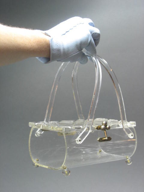 ... Florida Handbags Made in Miami CLEAR LUCITE PURSE from the 50s
