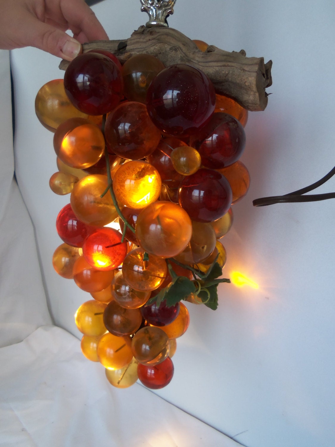 Items similar to SALE Vintage Hanging Grape Cluster Light Fixture Retro