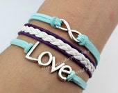 Infinity karma bracelet-Love bracelet-wax rope woven rope jewelry bangle Boy gift girl gift - vividiy