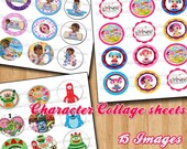Characters Lalaloopsy DocMcStuffins Yo Gabba Gabba, 15 DIGITAL 1" Bottle cap images