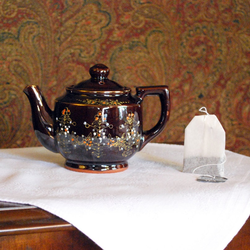 Vintage Japanese Moriage Redware Teapot by FondestMemories on Etsy