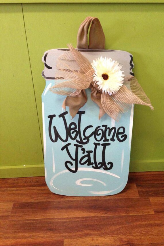 Mason Jar Door Hanger by SouthernStyleGifts on Etsy