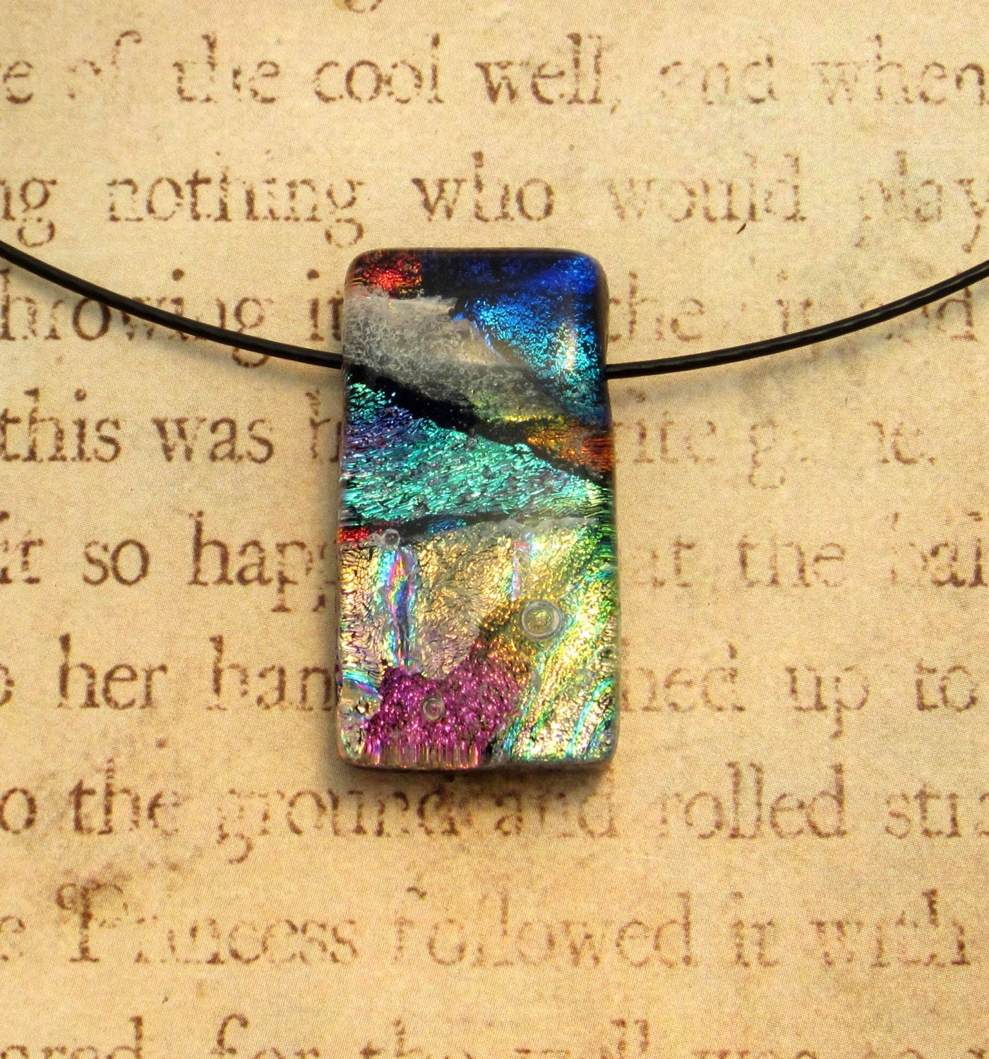 Fused Glass Ice Icicle Collage Bail Free Pendant by fusedelegance