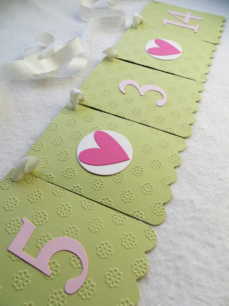 Wedding Date Banner - Embossed Bitty Flowers - MADE TO ORDER - Save the Date Photo Prop Garland Il_570xn