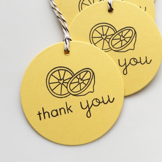 Thank You Tags Lemon - Set of 8 - Custom Colors Available - Lemon Favor Tags Lemon Party Lemonade Tags Il_570xn