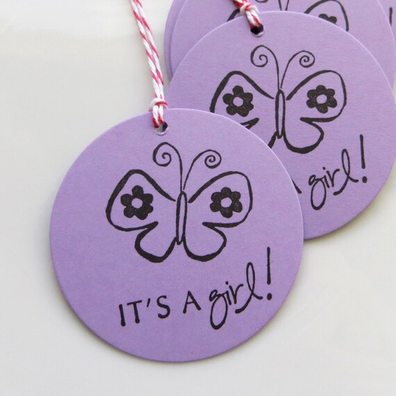 It's a Girl Tags Butterfly - Set of 8 - Custom Colors Available - Butterfly Baby Shower Favor Tags It's a Girl Shower Decor Il_570xn