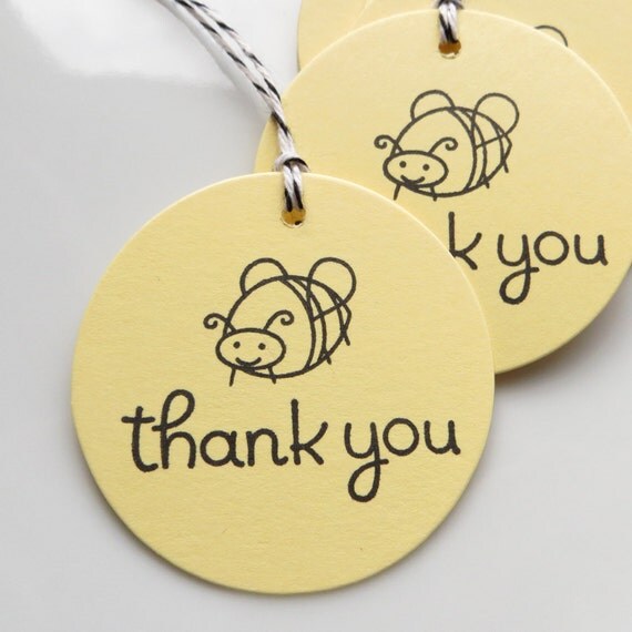 Thank You Tags Bumble Bee - Set of 8 - Custom Colors Available - Bee Favor Tags Bumble Bee Party Tags Bee Baby Shower Decor Il_570xn