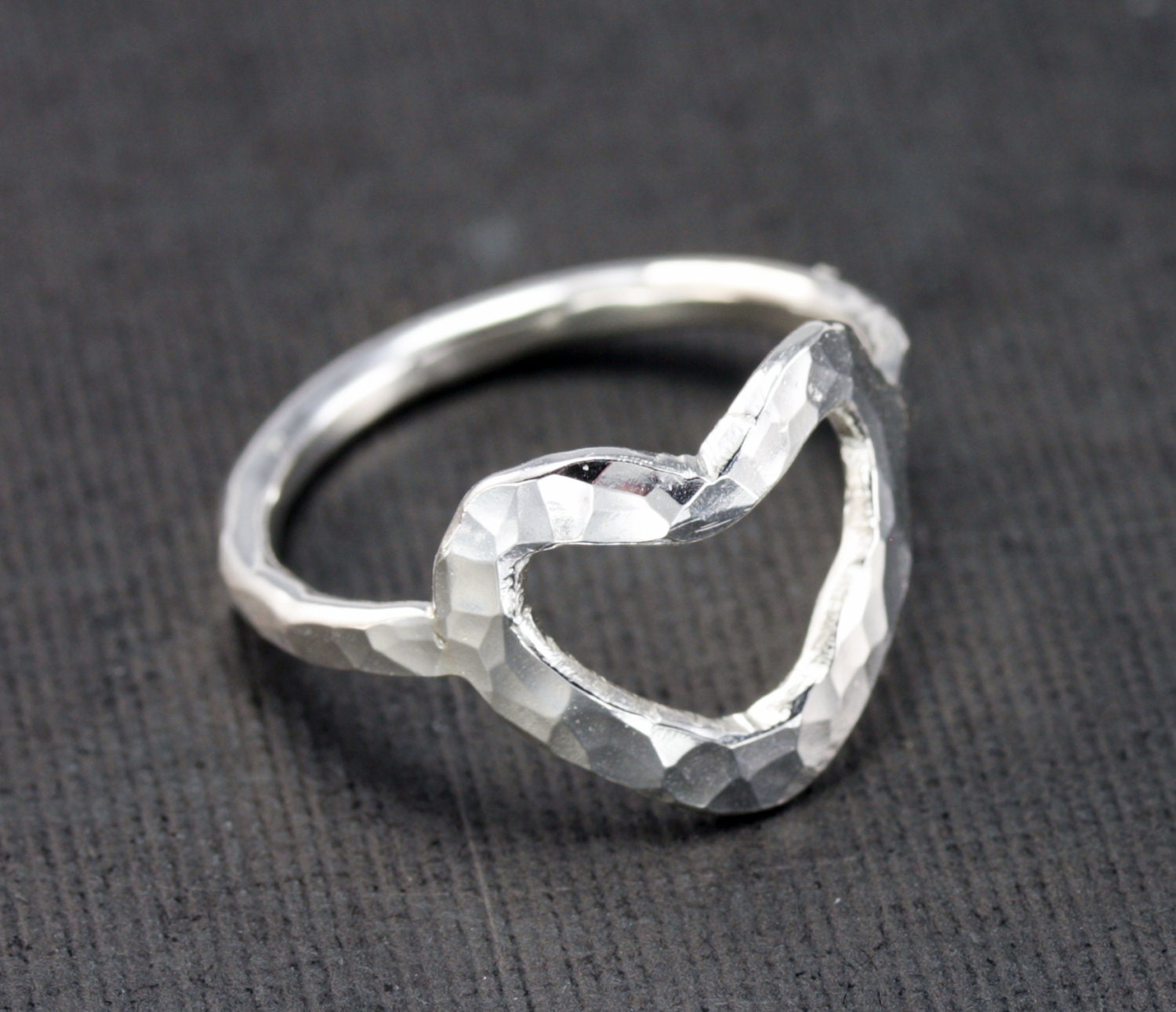 Sterling Silver Ring, Heart Ring, Custom Made Hammered Silver Heart ...