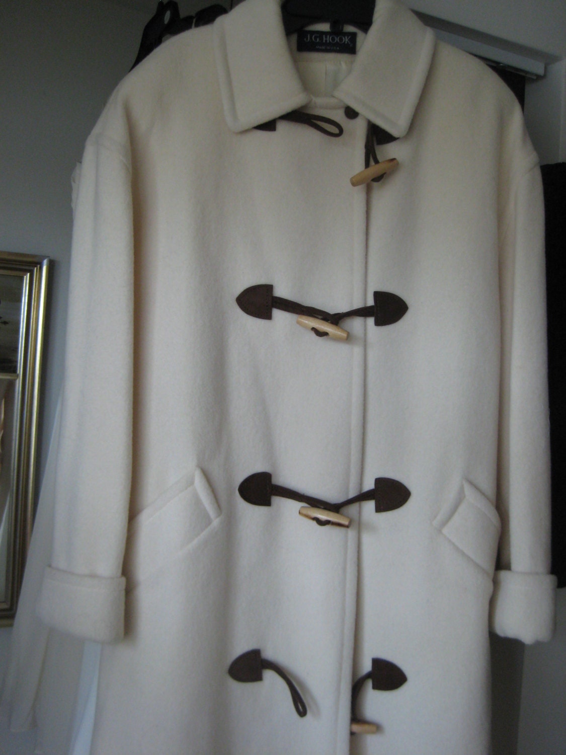 Vintage White Wool JG Hook Toggle Coat by refindliving on Etsy