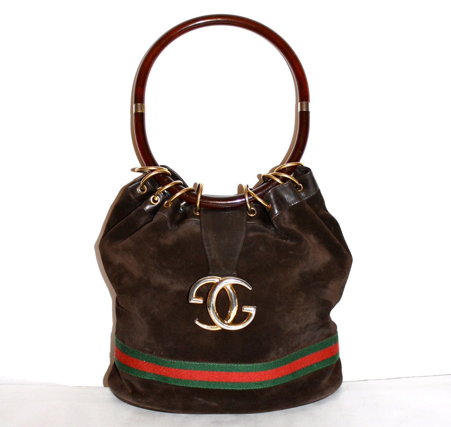 gucci brown suede hobo bag