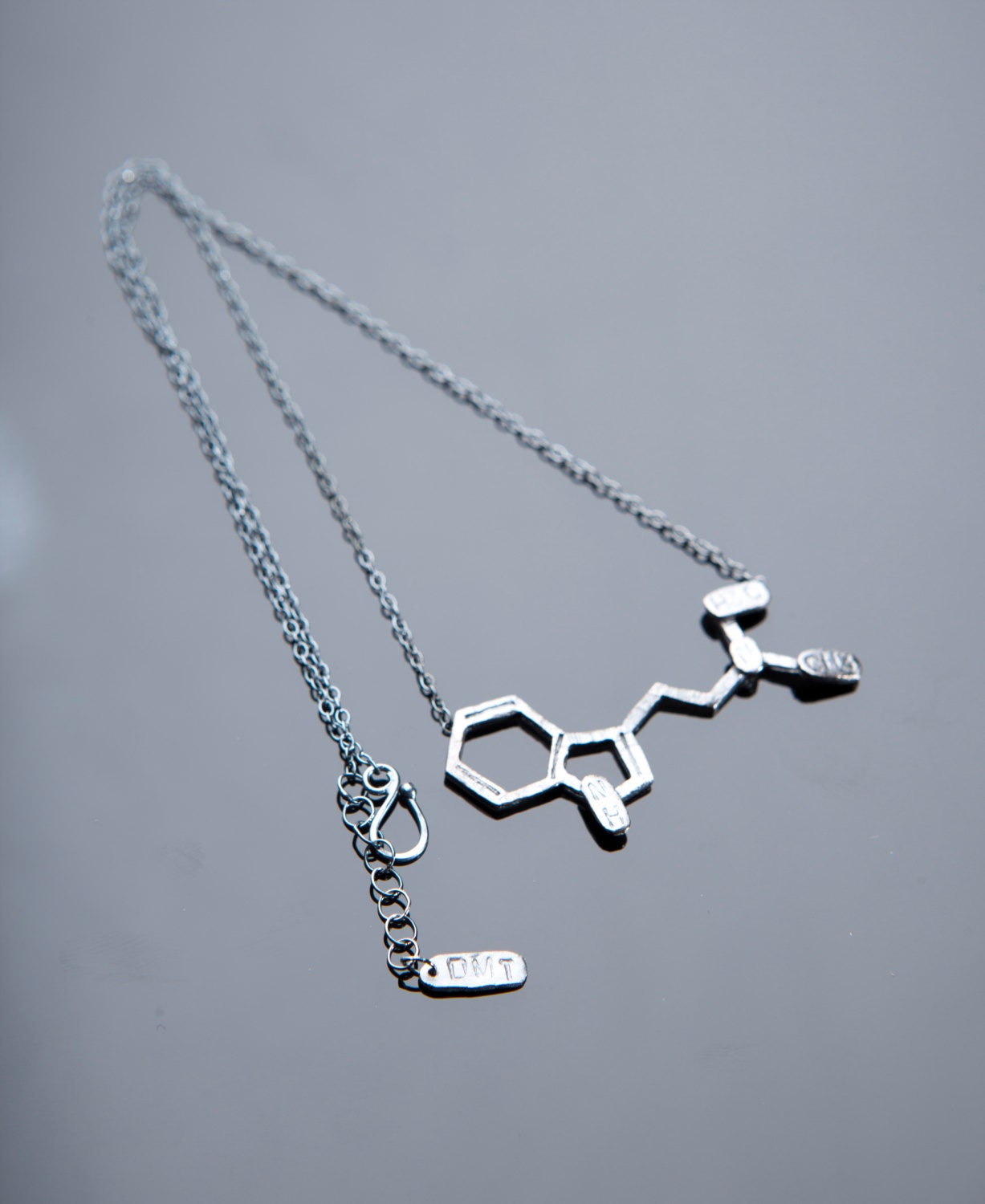 DMT Chemical Structure 16 Necklace in Sterling Silver by PollyLinn