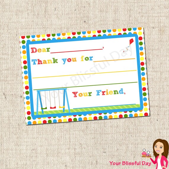 PRINTABLE Party in the Park Fill-in-the-Blank Thank You Cards Il_570xn
