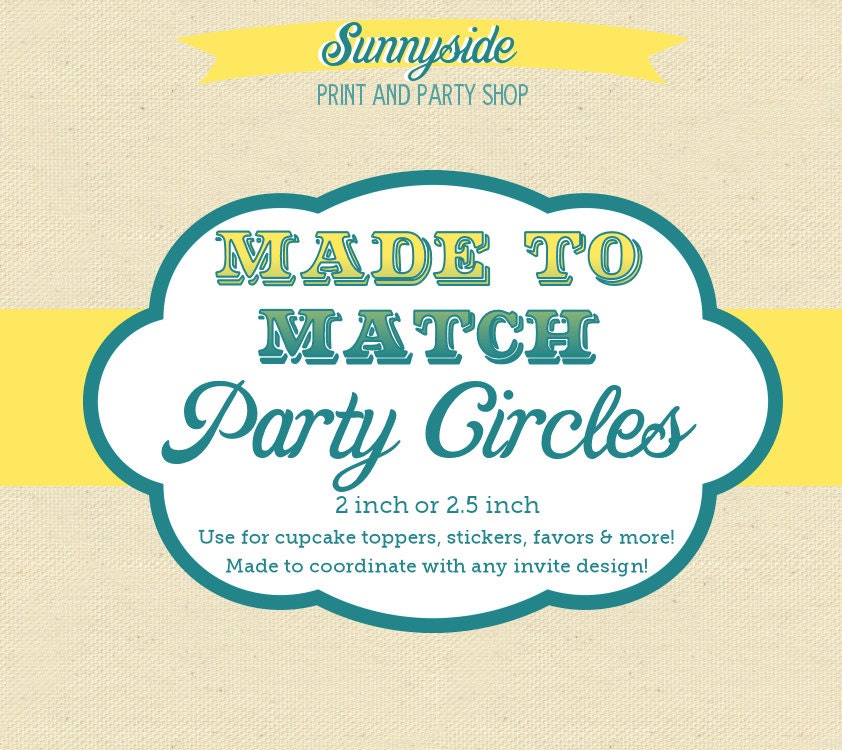 Round Cupcake Toppers / Party Circles - Printable - 2" or 2.5" Round Il_570xn