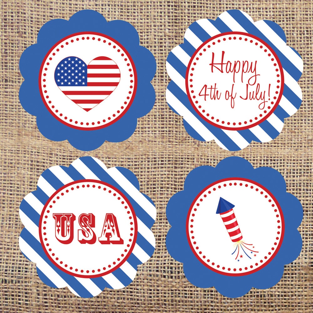 Printable 4th of July Cupcake Toppers: INSTANT DOWNLOAD Il_170x135