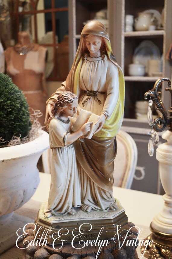 Vintage St Anne and Mary Statue by edithandevelyn on Etsy