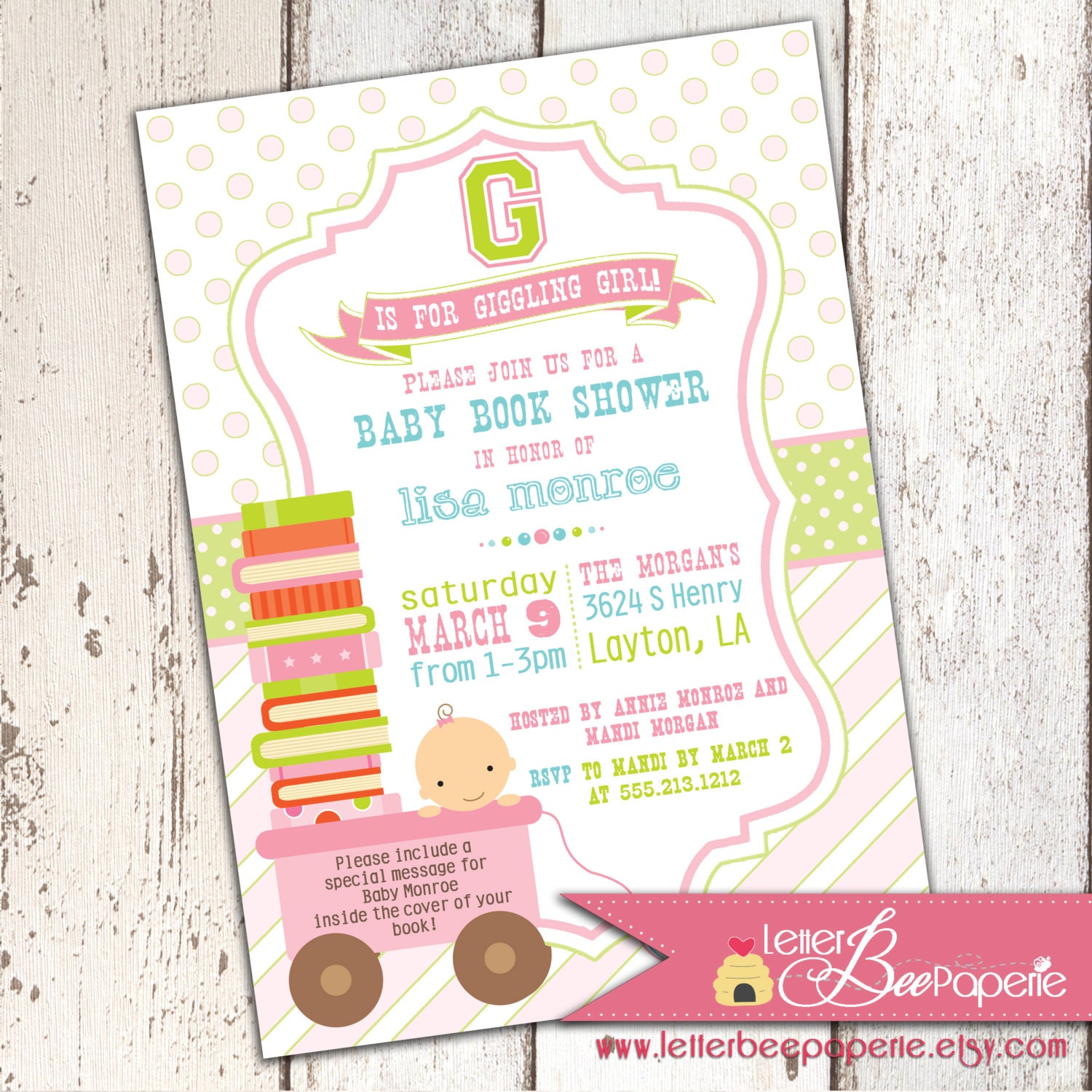 B is for Book Baby Shower Invitation - DIY Printable File Il_570xn