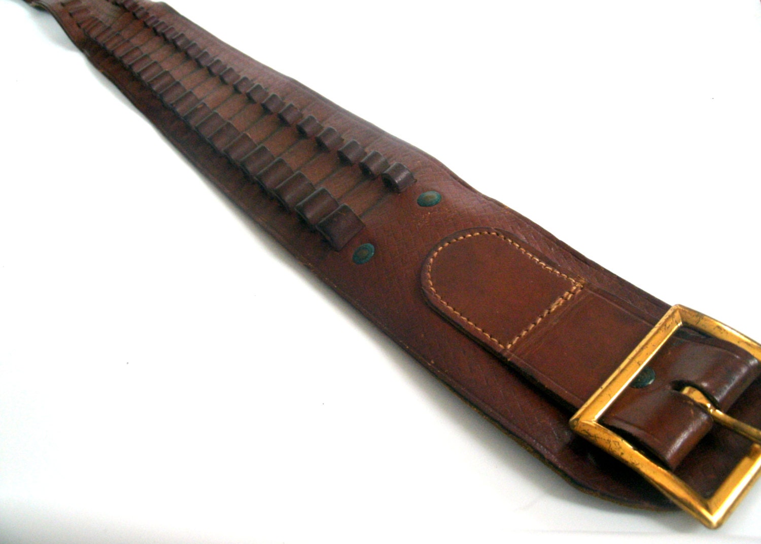 Vintage Brown Leather Ammo Hunting Belt by countrysidepeddler