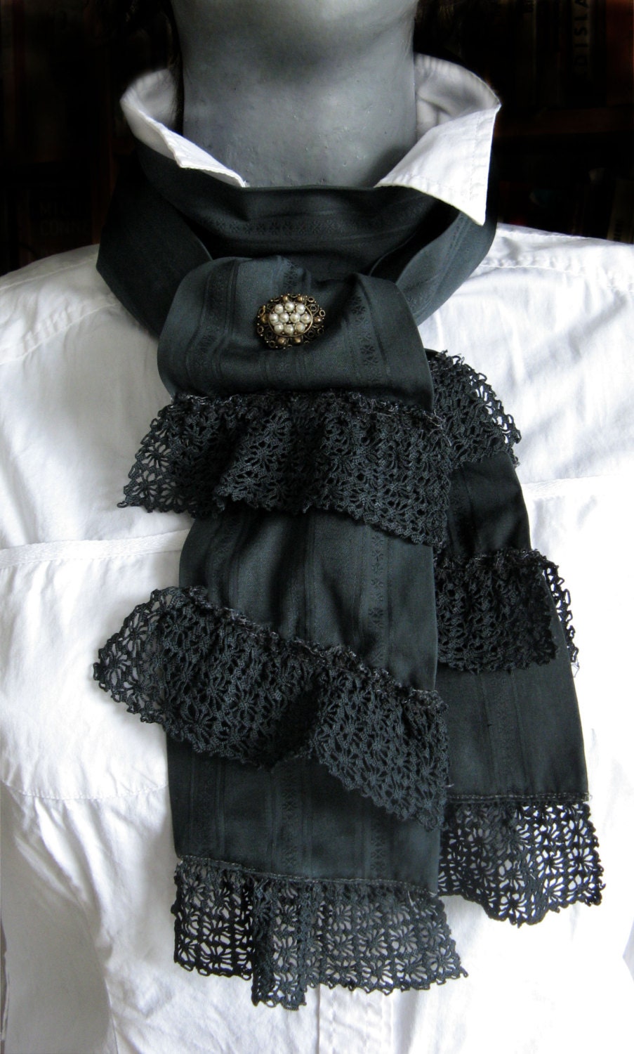 Victorian Scarf Necktie Jabot hand dyed with by LilithsTreasures