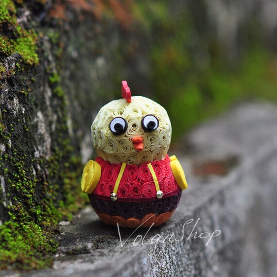 Items similar to Quilled Chicken Paper Quilling Animal Finished