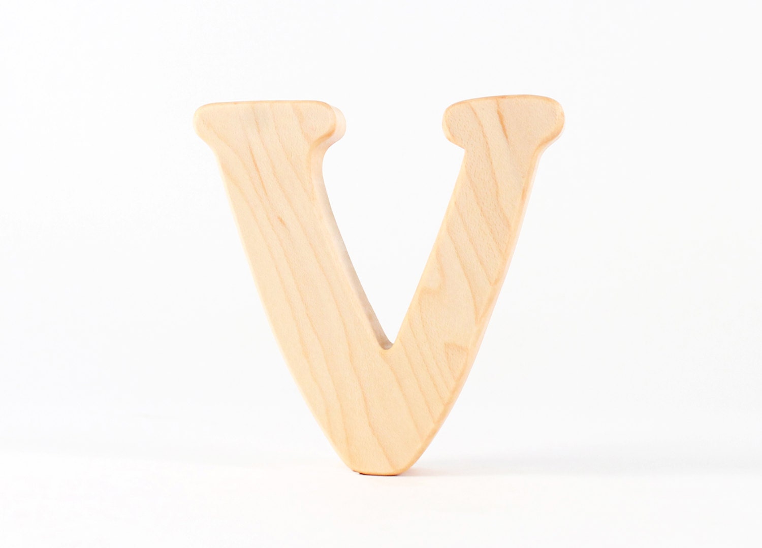 letter V wood teether - an all natural teething and grasping toy for baby boy or girl, cute and eco friendly custom shower gift - SmilingTreeToys