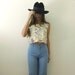Floral Crop Top // Designer GANT // 80s 90's Boxy Cropped Floral Blouse // Summer Cotton Crop Tank Top Shirt XS S Small