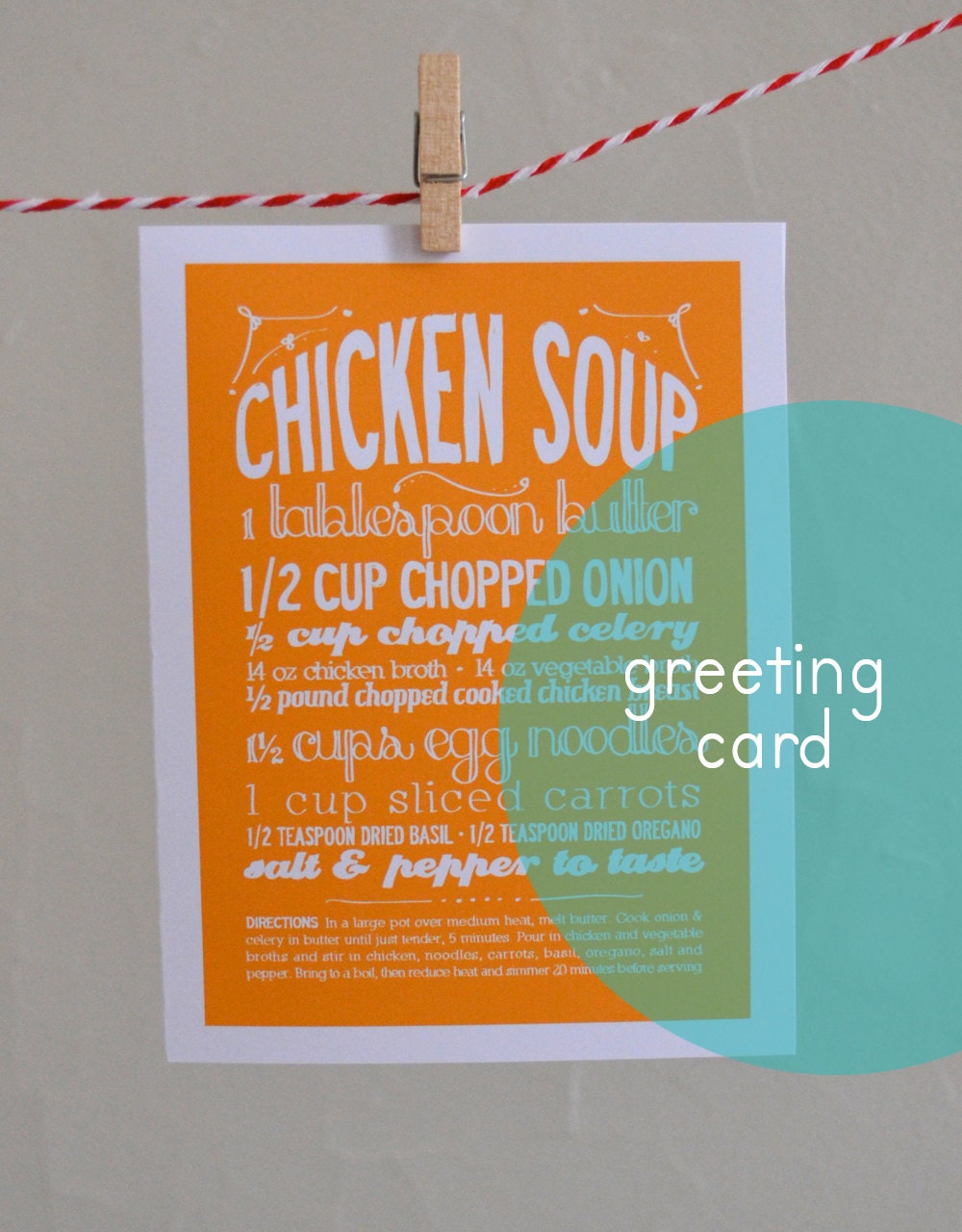Get Well Soon Card Chicken Soup A2 by articipe on Etsy