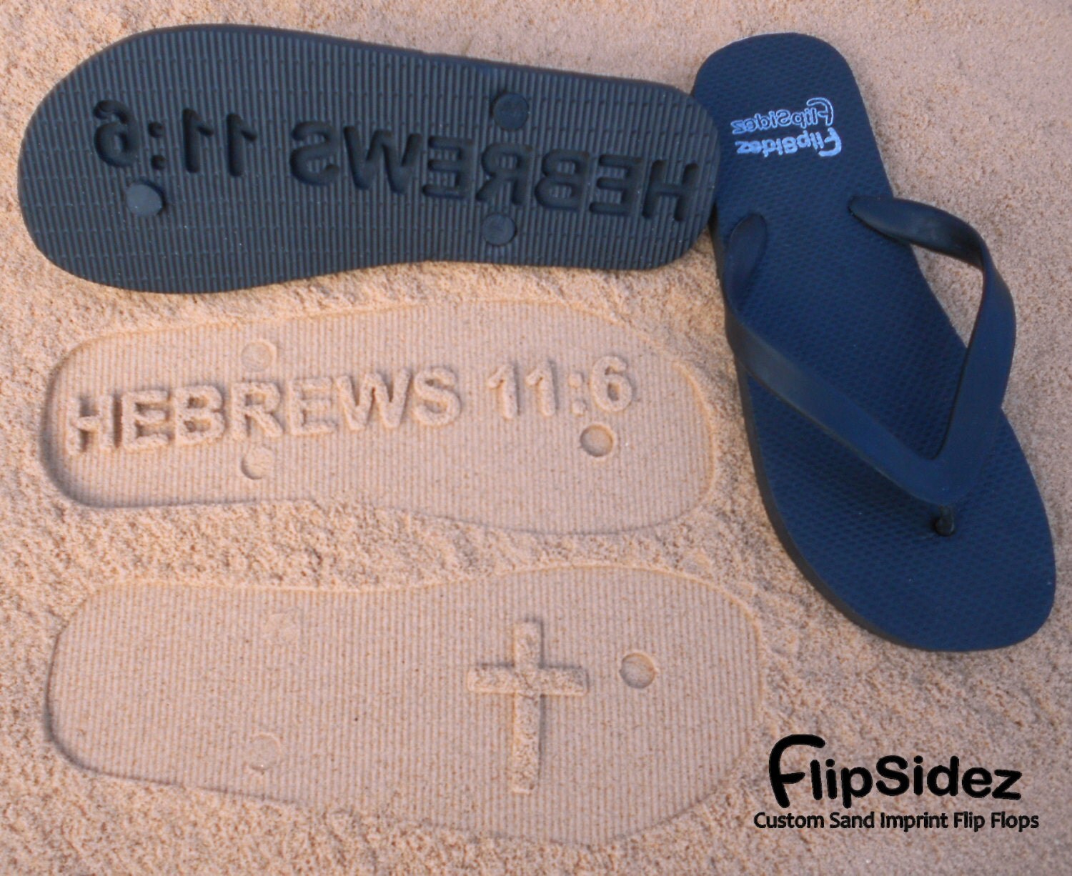 Custom Bible Verse Sand Imprint Flip Flops. Personalize With Your ...