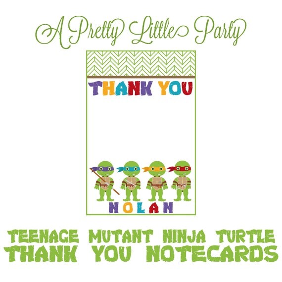 Custom TMNT Thank You Cards - Teenage Mutant Ninja Turtles Party - Party Supplies Il_570xn
