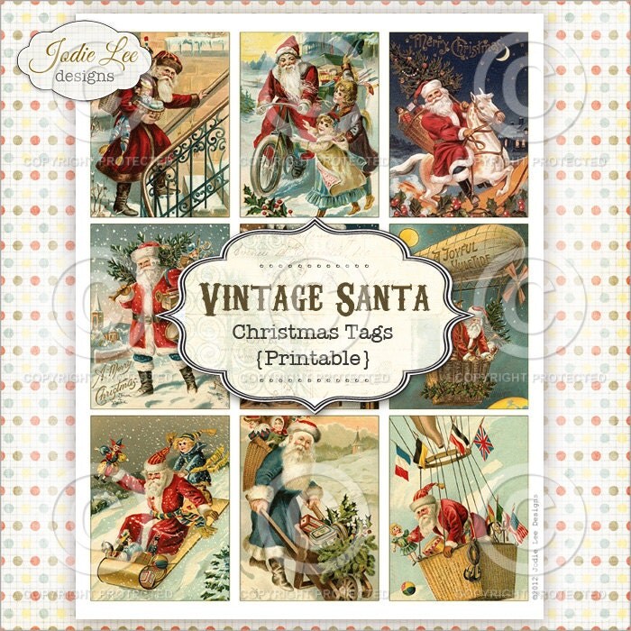 Vintage Santa Printable Christmas Tags PDF file by jodieleedesigns