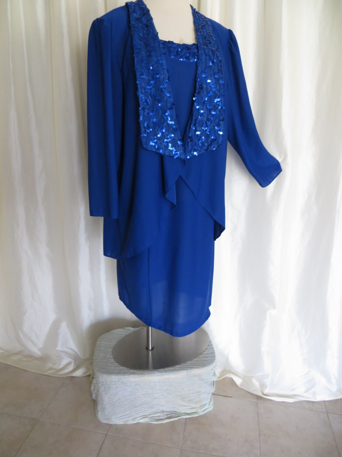 Vintage womens dress suit royal blue by GabriellasTreasures