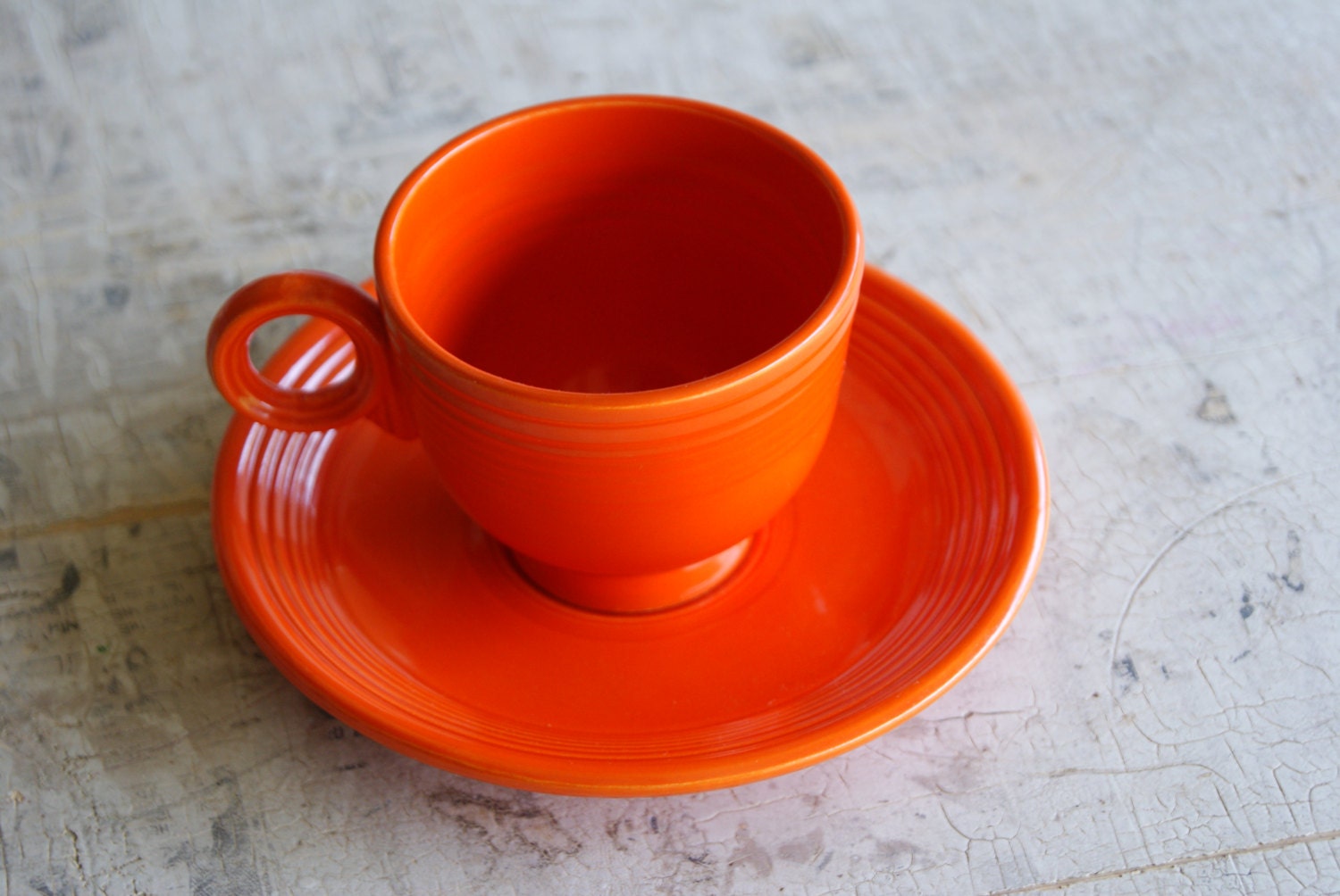 Vintage Homer Laughlin Company Red Fiesta Tea Coffee Barista Original Cup And Saucer Great For The Country Kitchen Or Mix And Match Setting