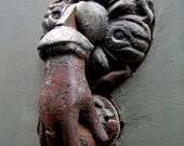 RUSTY HAND door knocker, Rust, Patina old door, Italy art print, Travel photo, Cottage chic home decor, Gray italian door, Lombardy - LaPolena