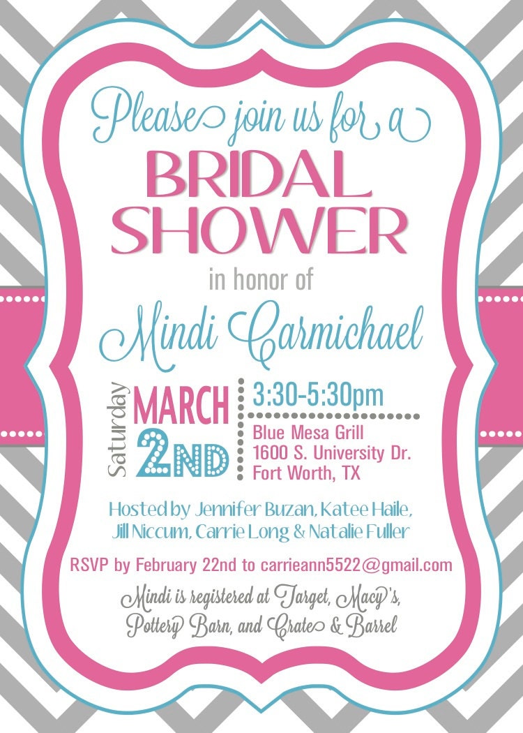 custom chevron bridal shower invitation - digital file