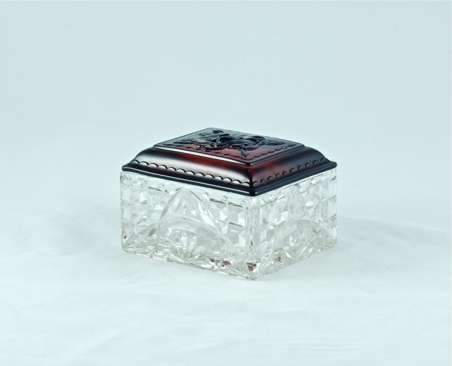 Vintage Anchor Hocking Clear Glass Dresser Box with by BirneyCreek