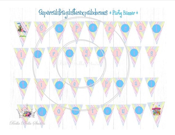 Mary Poppins Vintage Party Printable SUPERCALIFRAGILISTICEXPIALIDOCIOS BIRTHDAY Party BANNER - Instant Dpwnload - Bella Bella Studios Il_570xn