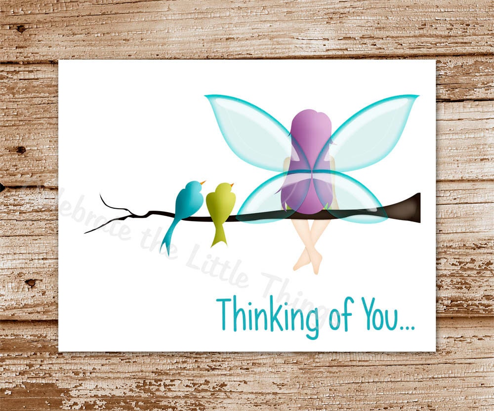 Set of 8 / Thinking of You Cards / Fairy Note Cards / Birds / Greeting Cards / Personalized Stationery / Pixie Il_570xn