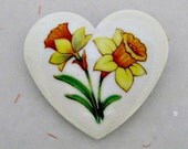 Vintage Heart Daffodi Brooch Pin - Avon Birthday Bouquet