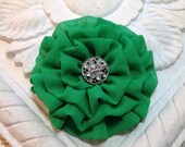 Kelly Green Chiffon Flower Hair Clip. Brooch and Hair Clip Combination. Bridesmaid. Wedding. Christmas Green - fabulousfinds