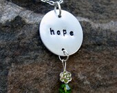Hope Stamped Metal Pendant Necklace