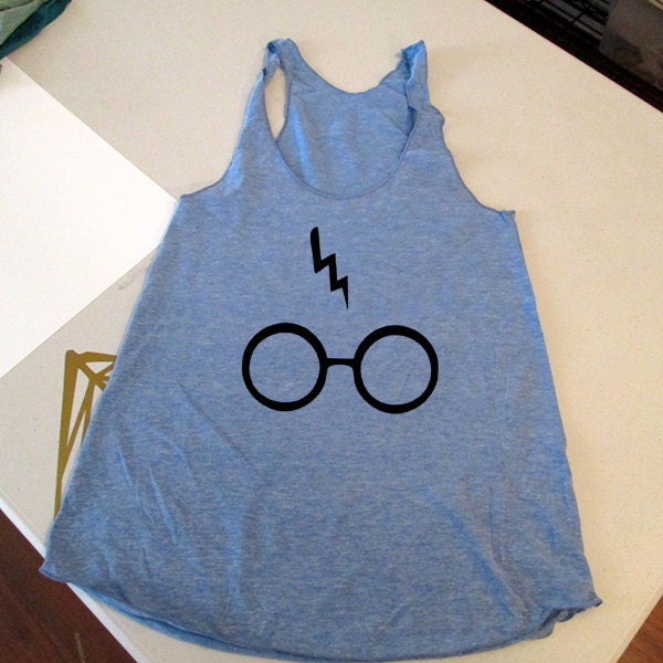 Harry Potter inspired girls ladies Womens Tank top ECO Racer back clothing running workout larking - white / Red text