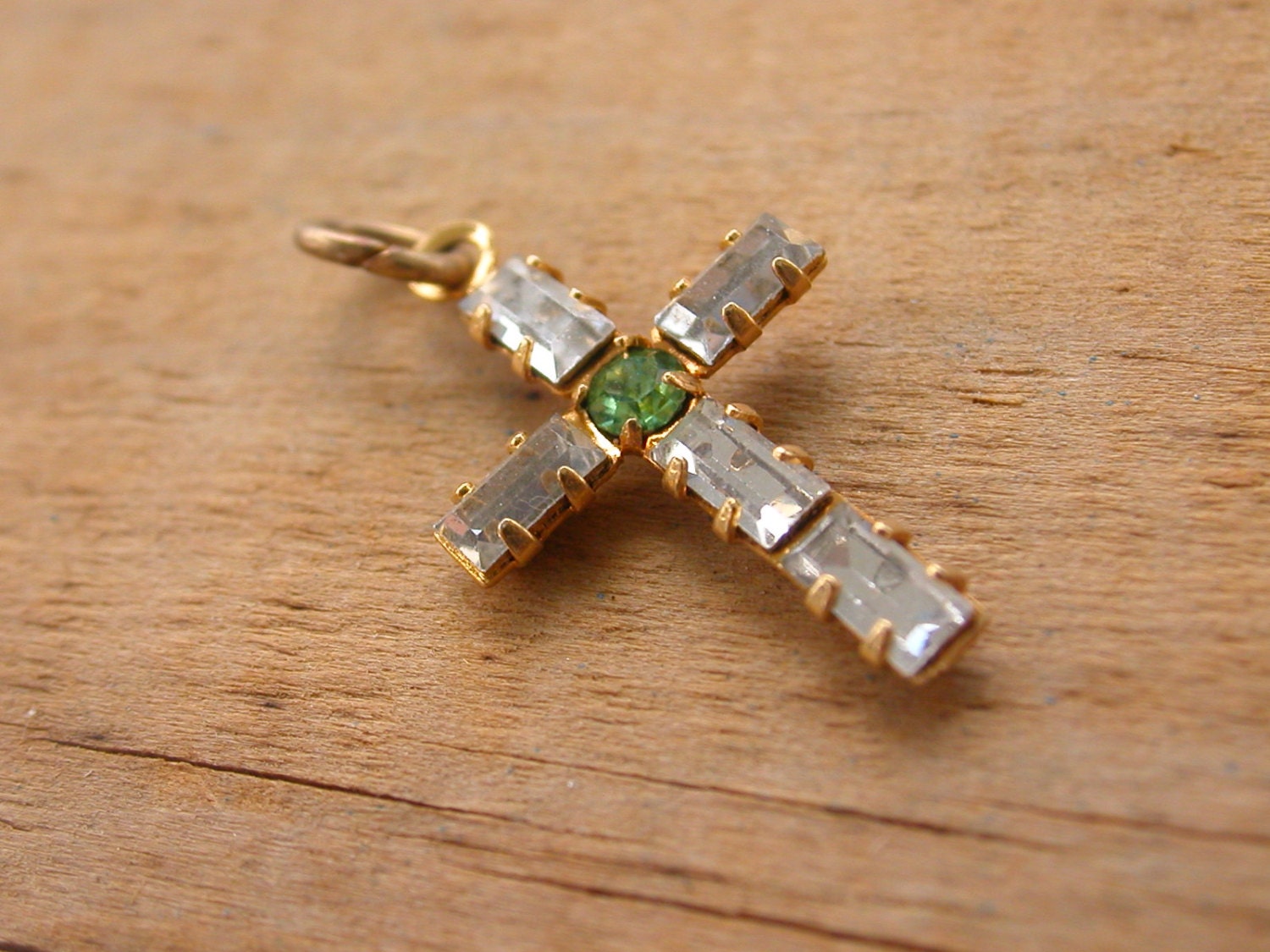 Tiny Rhinestone Cross Charm