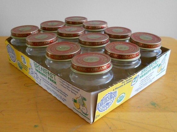 1 dozen Earth's Best 4 oz empty baby food jars by midwooddesign