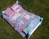 Doll Bed, American Girl Doll Bed, with doll quilts and pillows