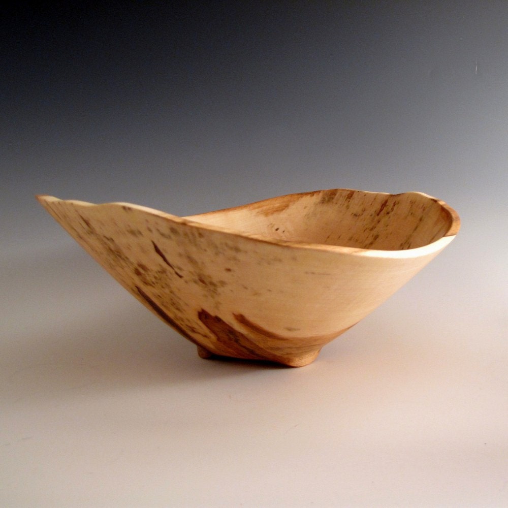 Large Amprosia Maple Wood Turned Fruit or Salad Bowl - Functional Wood Turned Bowl -  Wedding Gift, Housewarming